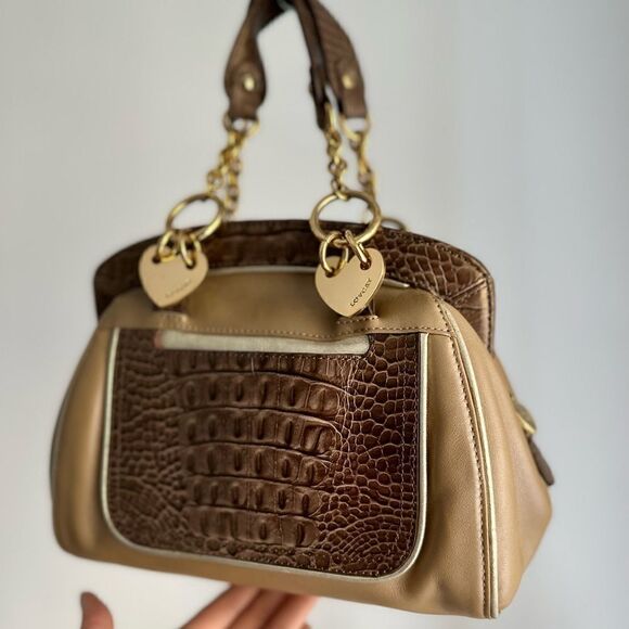 Lovecat Paris Leather Mini Satchel Handbag Croc Charms - Picture 8 of 9